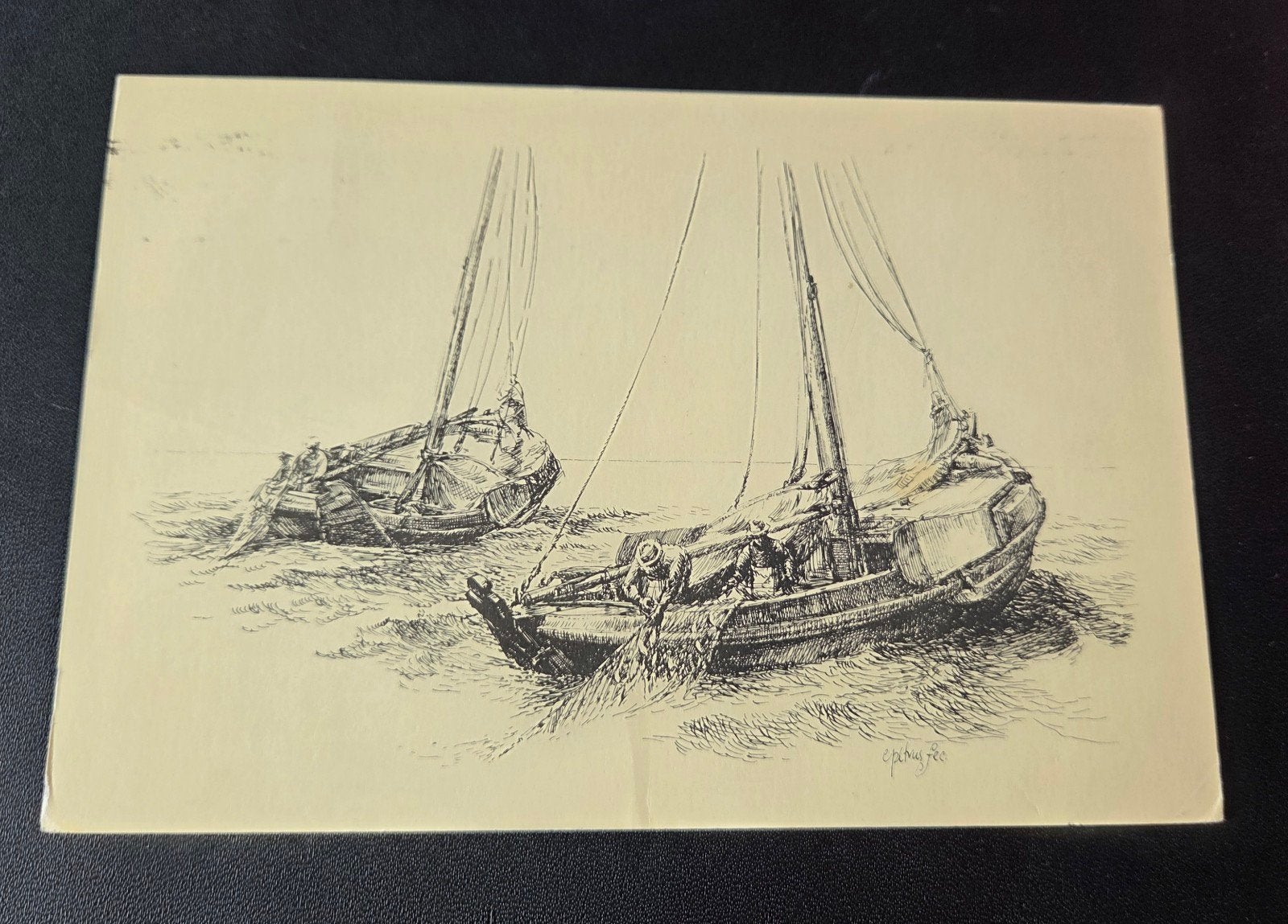 Vissersboten op zee - Peter Dorleyn, Verzenden, 1980 tot heden, Gelopen, Overige thema's