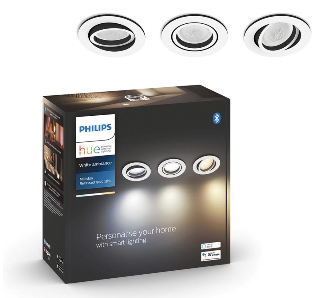 Nieuwe Philips Hue Milliskin Inbouwspots - White Ambiance, Metaal of Aluminium, Nieuw, Ophalen of Verzenden, Led