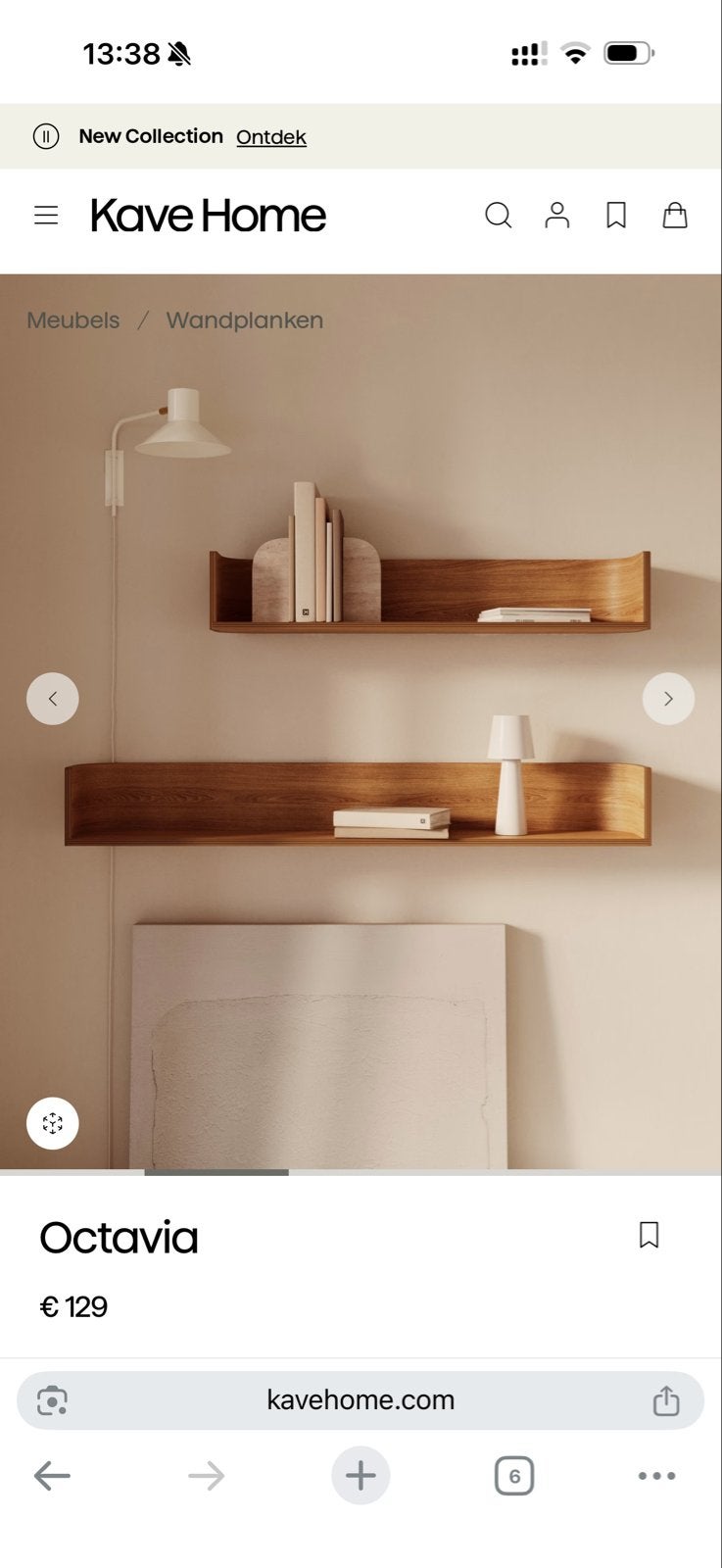 Kave Home wandplank Octavia 120 cm, Ophalen