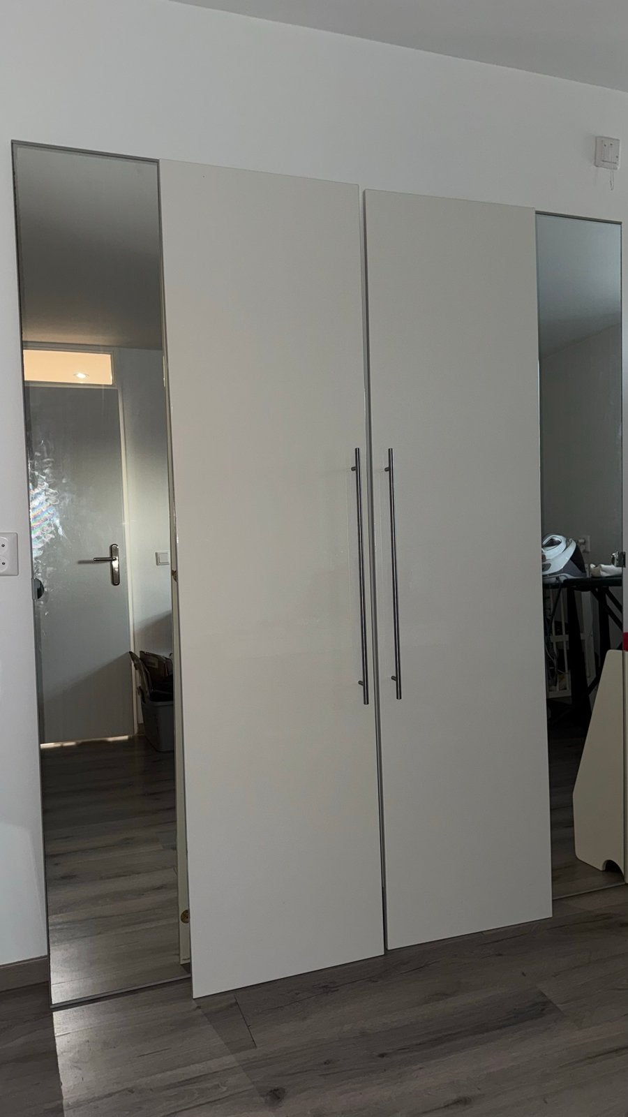 Pax kast deuren: 2 hoogglans wit, 2 spiegel (195x50 cm), Ophalen, Gebruikt, 50 tot 100 cm, Glas