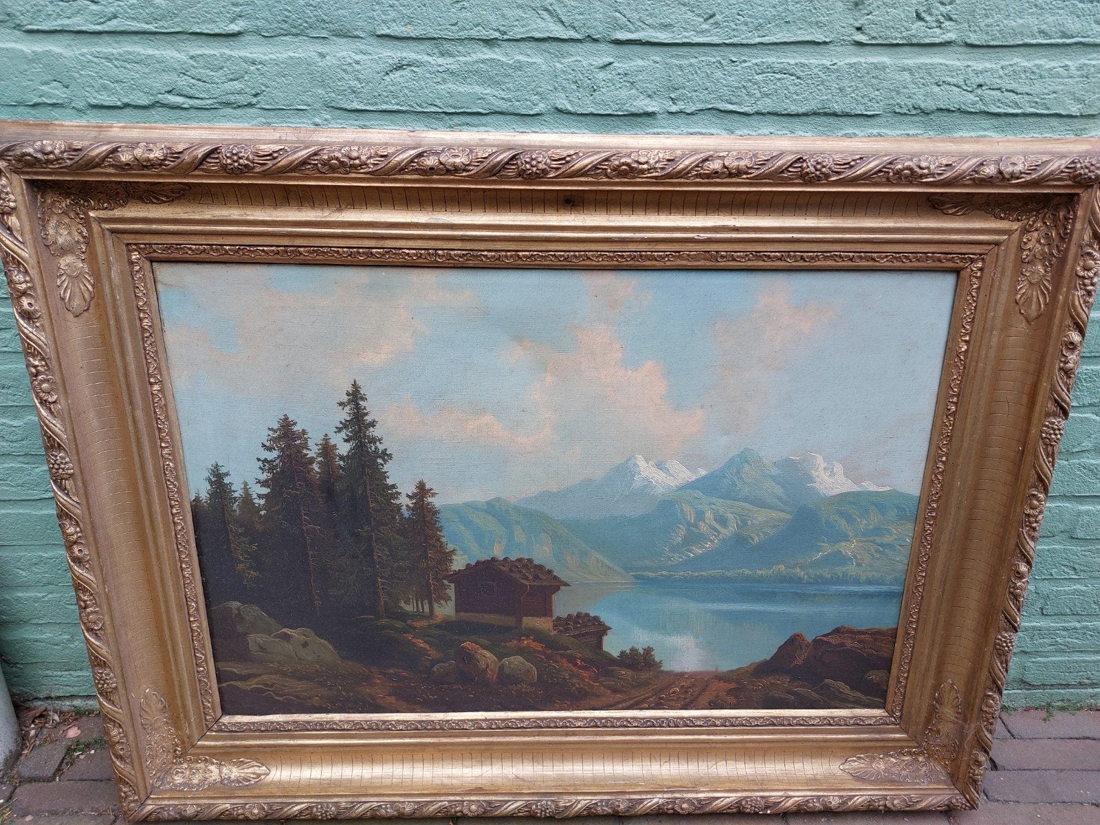 Schilderij alpenlandschap, Ophalen