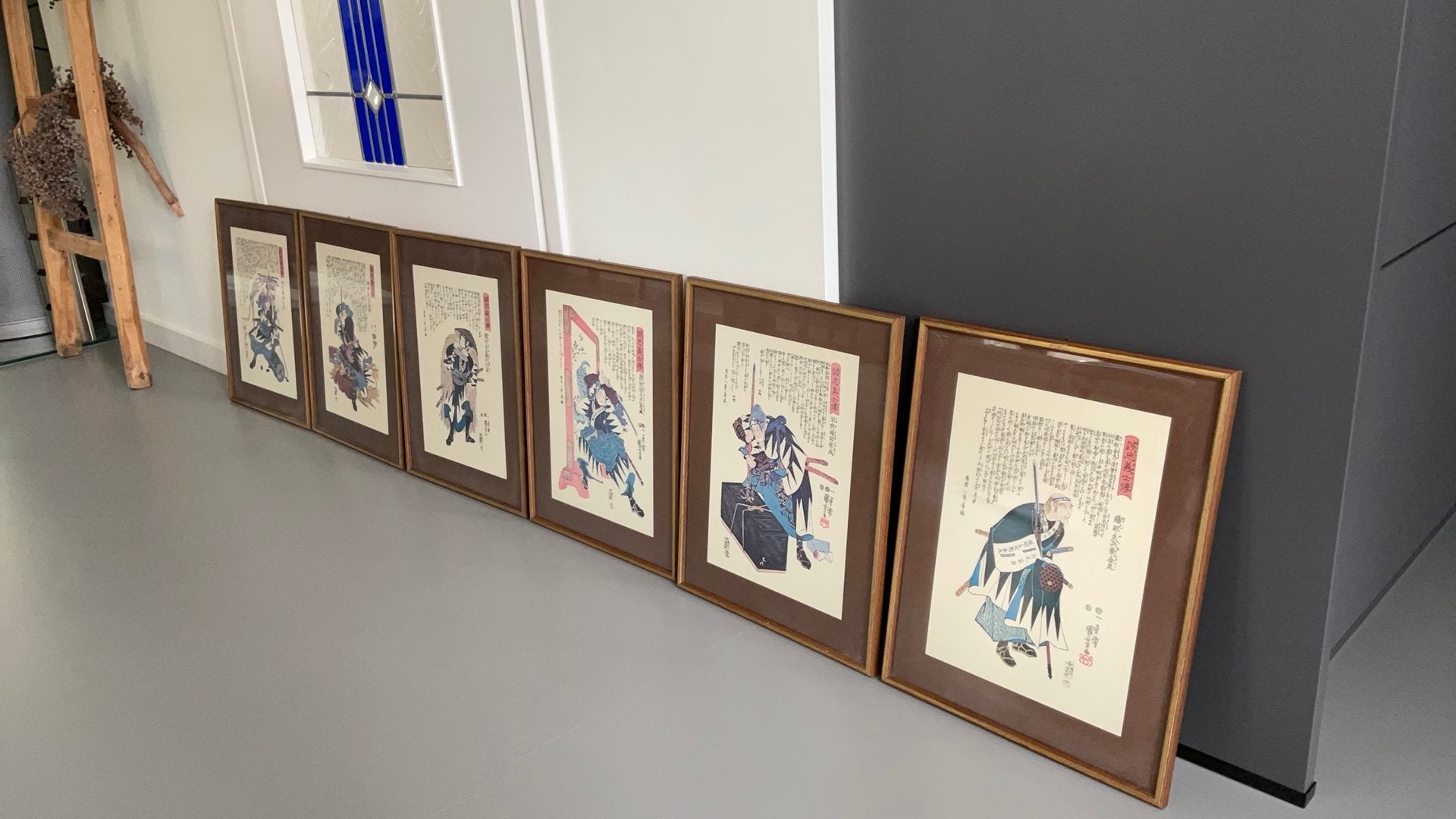 Japanse prenten ingelijst / samoeraistrijders 6 stuk, Ophalen of Verzenden