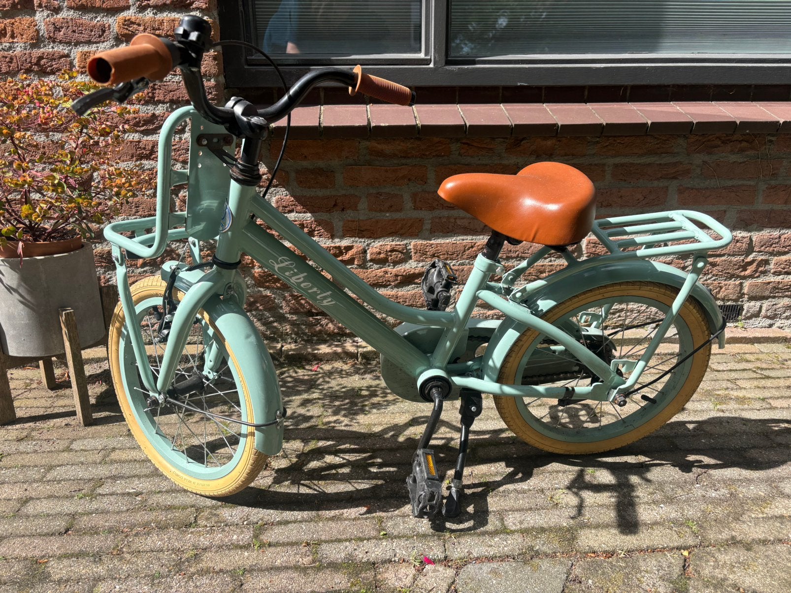 Liberty meisjesfiets Groen, Ophalen, Zo goed als nieuw, Terugtraprem, 16 inch