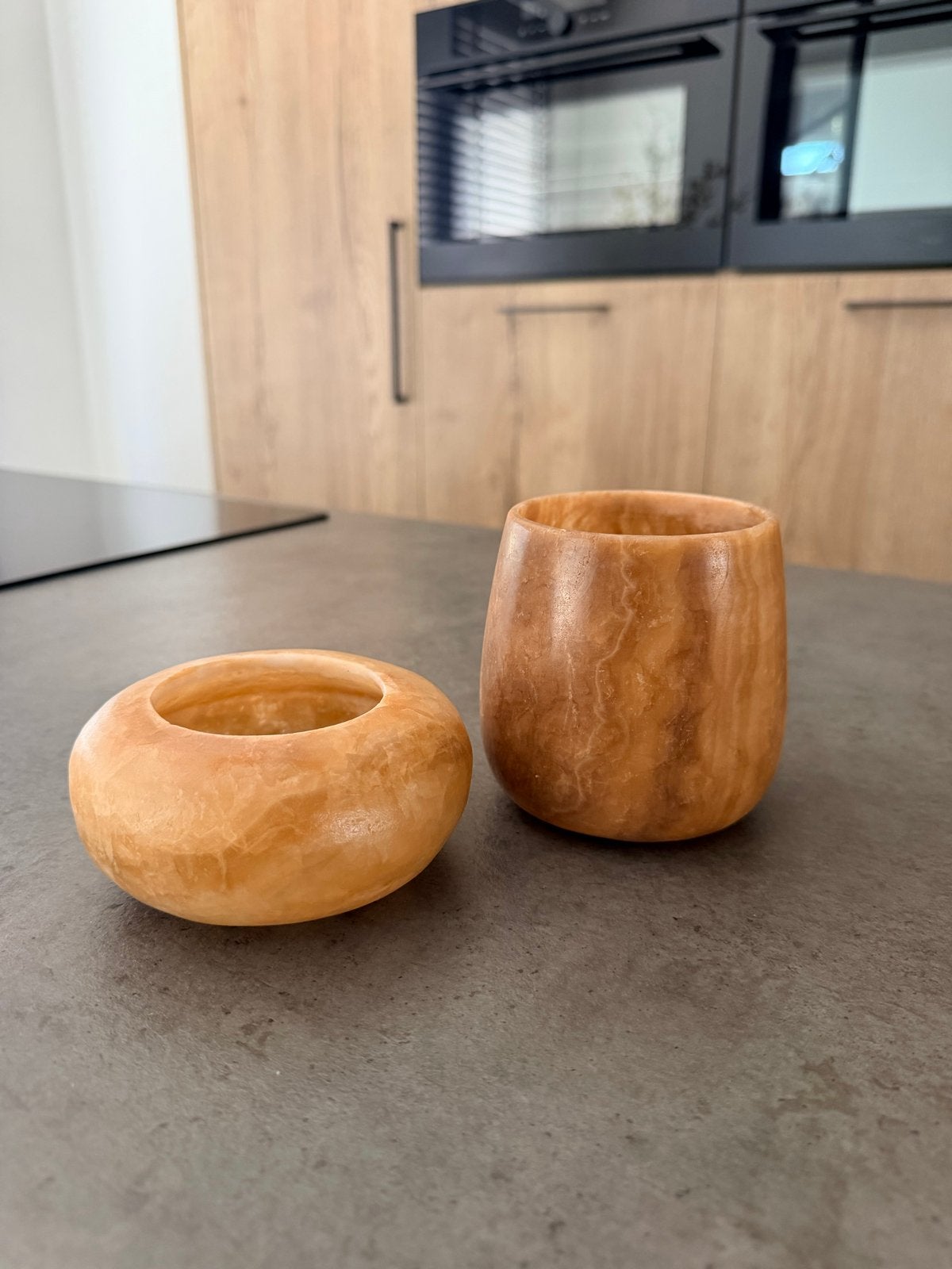 Alabasters waxinelichthouders, Overige materialen, Bruin, Nieuw, Ophalen of Verzenden