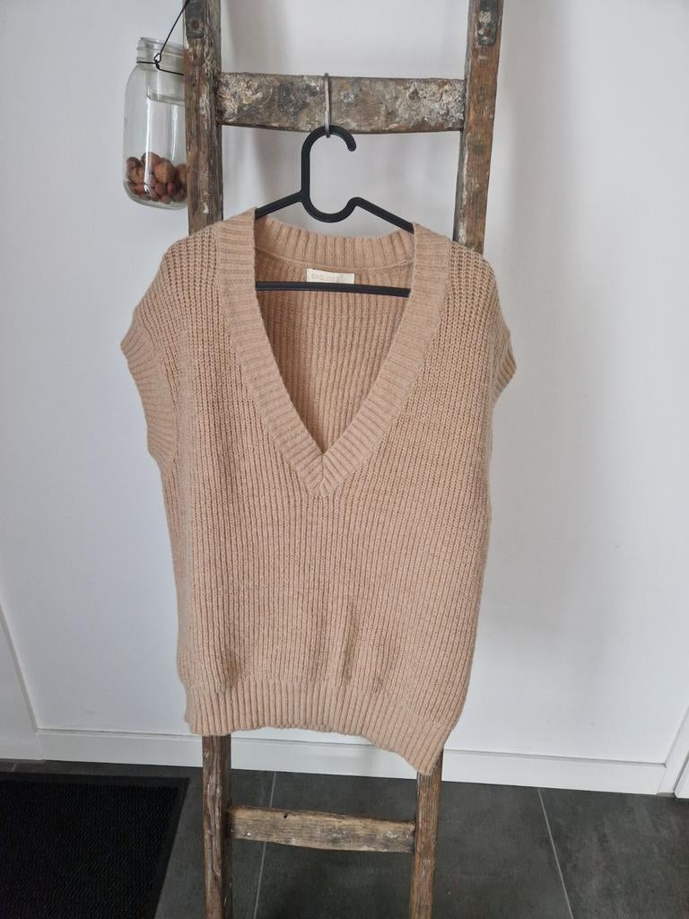 Mooie gebreide spencer/ trui van Exquiss's Paris, maat S/M, Kleding | Dames, Beige, Ophalen of Verzenden, Zo goed als nieuw, Maat 36 (S)