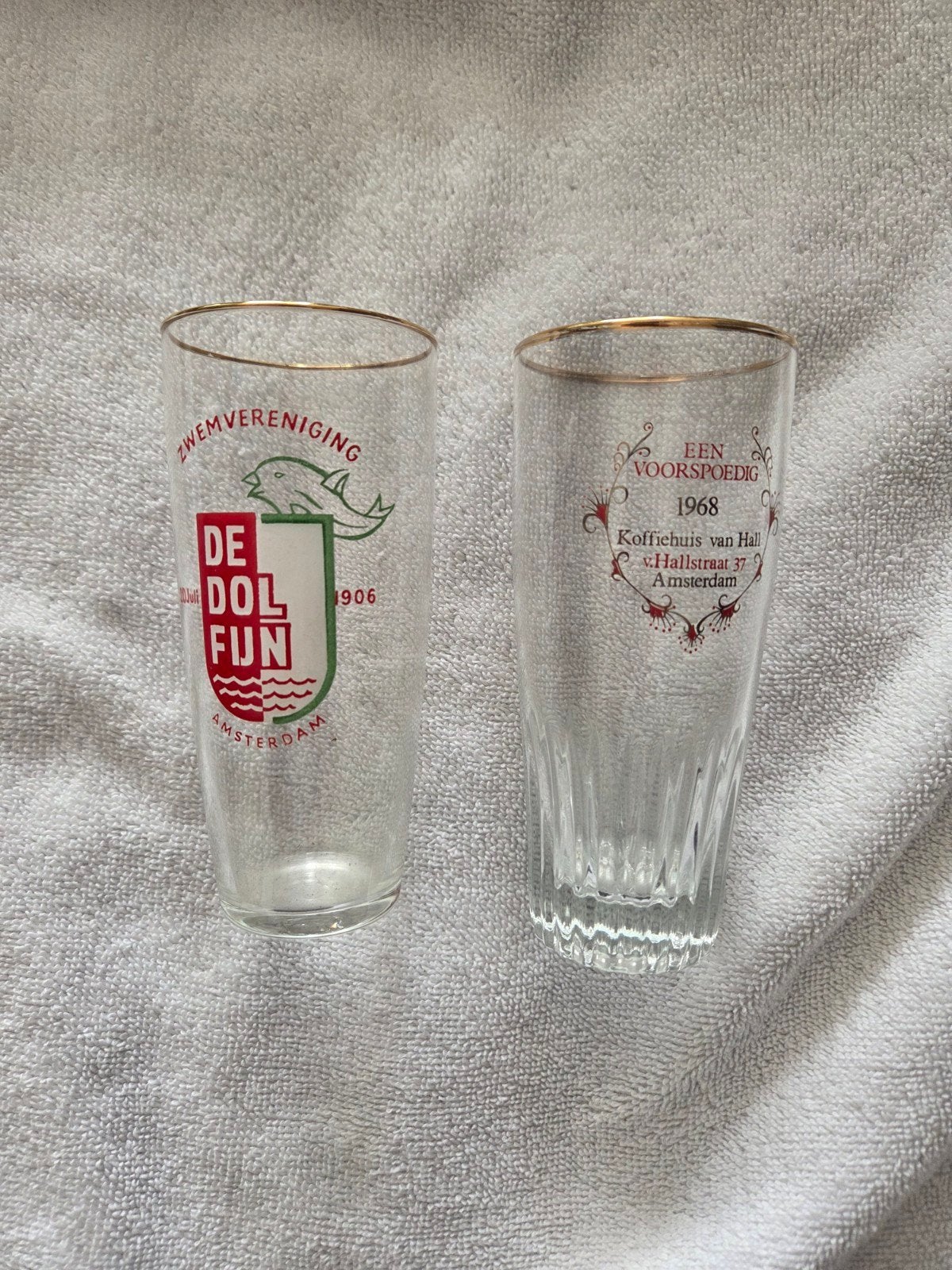 2x Amsterdamse Bierglazen Jaren '60 - Uniek Verzamelobject, Ophalen of Verzenden