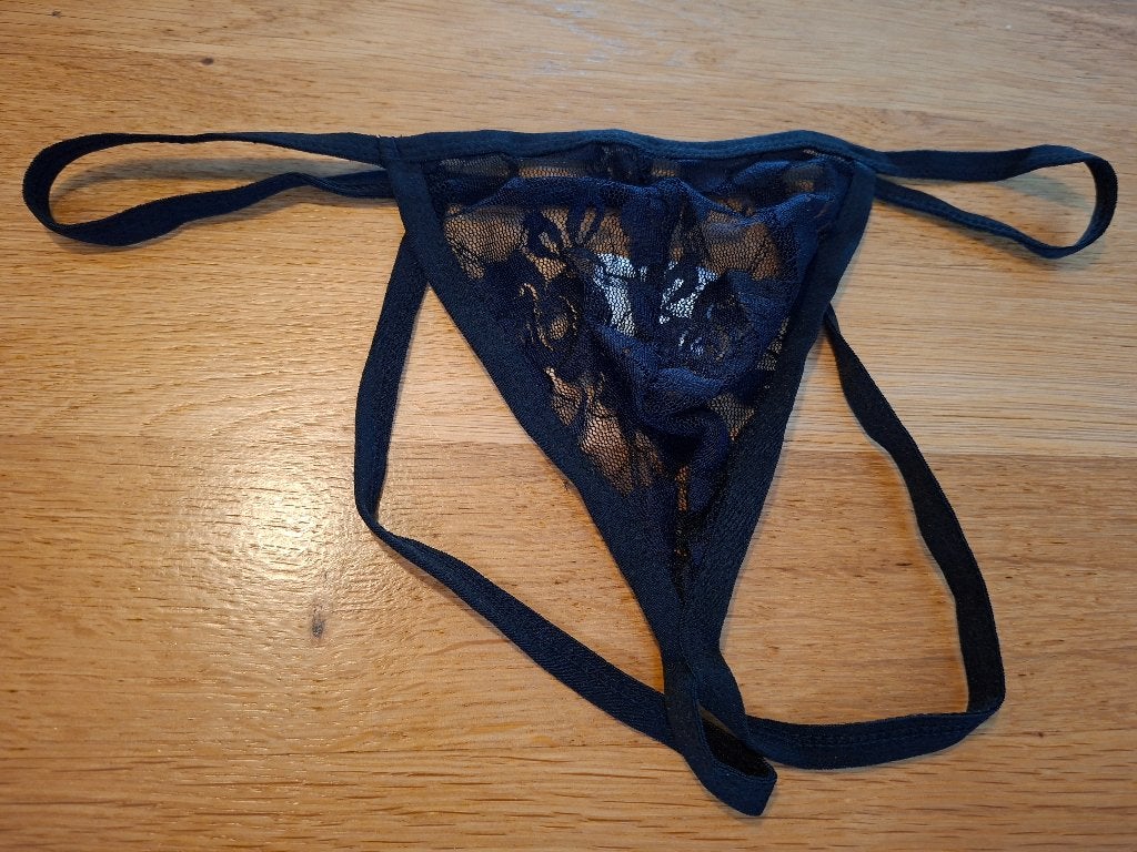 Zwarte kanten herenstring / jockstrap maat L, Kleding | Heren, Verzenden, Zwart, Onbekend, Overige typen