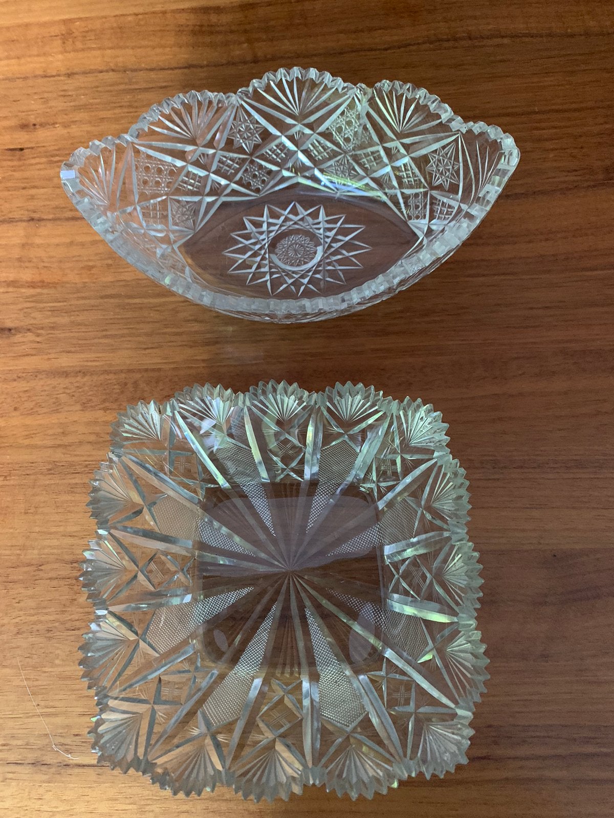 Set van 3 geslepen glazen schaaltjes/kommen, Antiek en Kunst, Ophalen of Verzenden