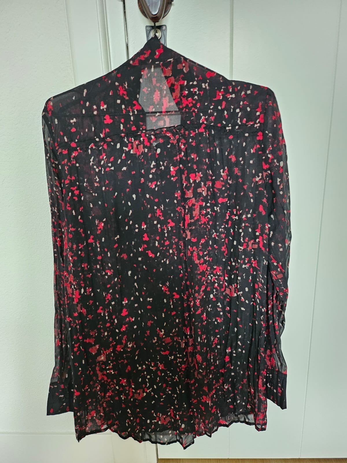 Sandwich blouse maat 40, zwart met rode print, Kleding | Dames, Maat 38/40 (M), Zwart, Ophalen of Verzenden, Zo goed als nieuw