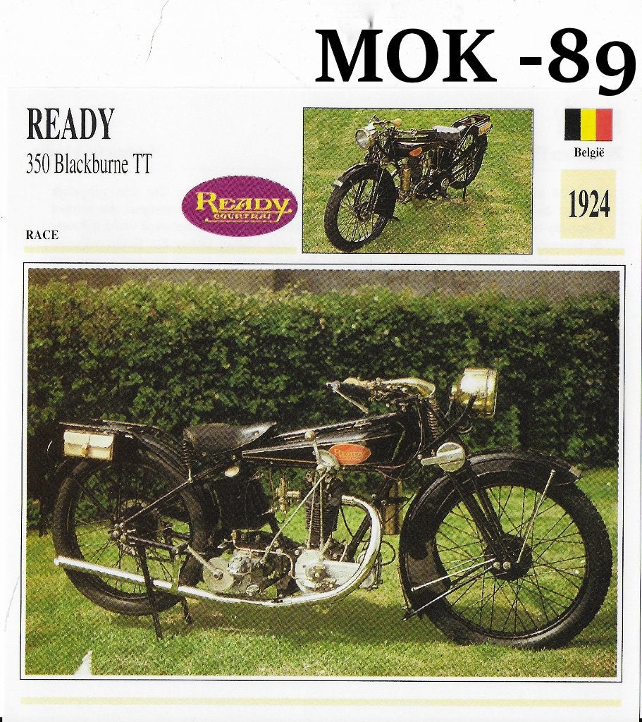 Mok89 motorkaart ready 350 blackburne tt ( 1924 ), Ophalen of Verzenden, Zo goed als nieuw, Motoren