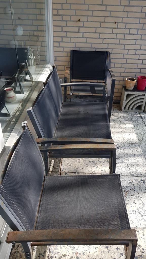1 tuinset (1 bank en 2 stoelen), Ophalen, 4 zitplaatsen, Gebruikt, Textileen