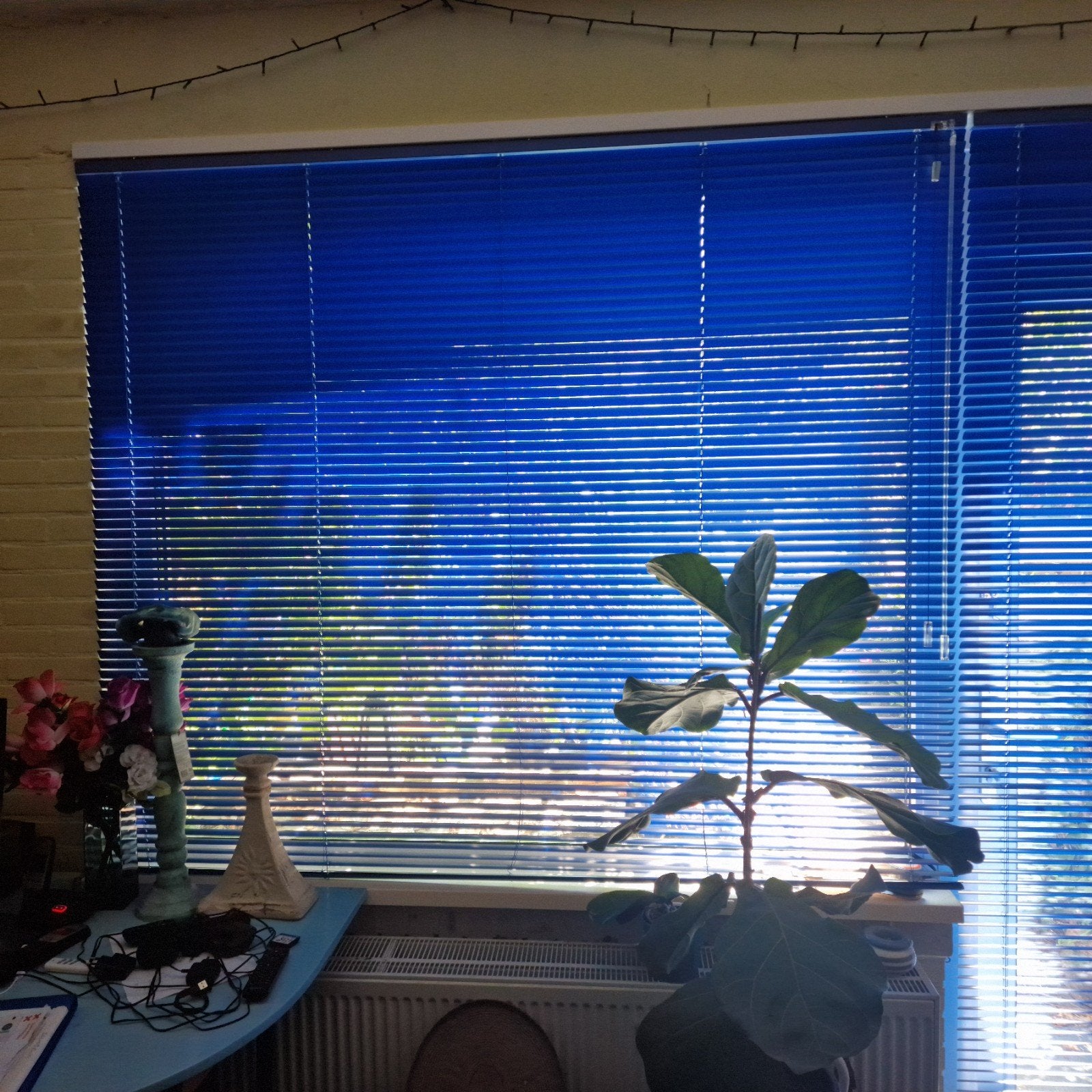 Mooie blauwe Luxaflex jaloezie 180x90cm, Ophalen, Jaloezie, Gebruikt, Blauw