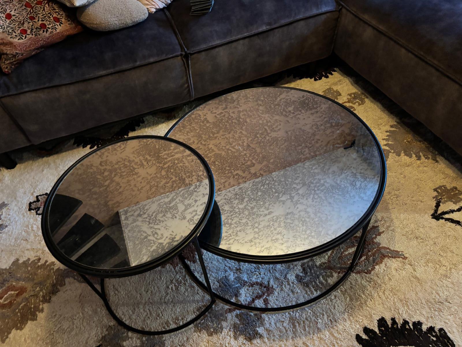 Yaya Home  Prachtige set twee ronde salontafels  Als nieuw, Ophalen, Zo goed als nieuw, Rond, 50 tot 100 cm