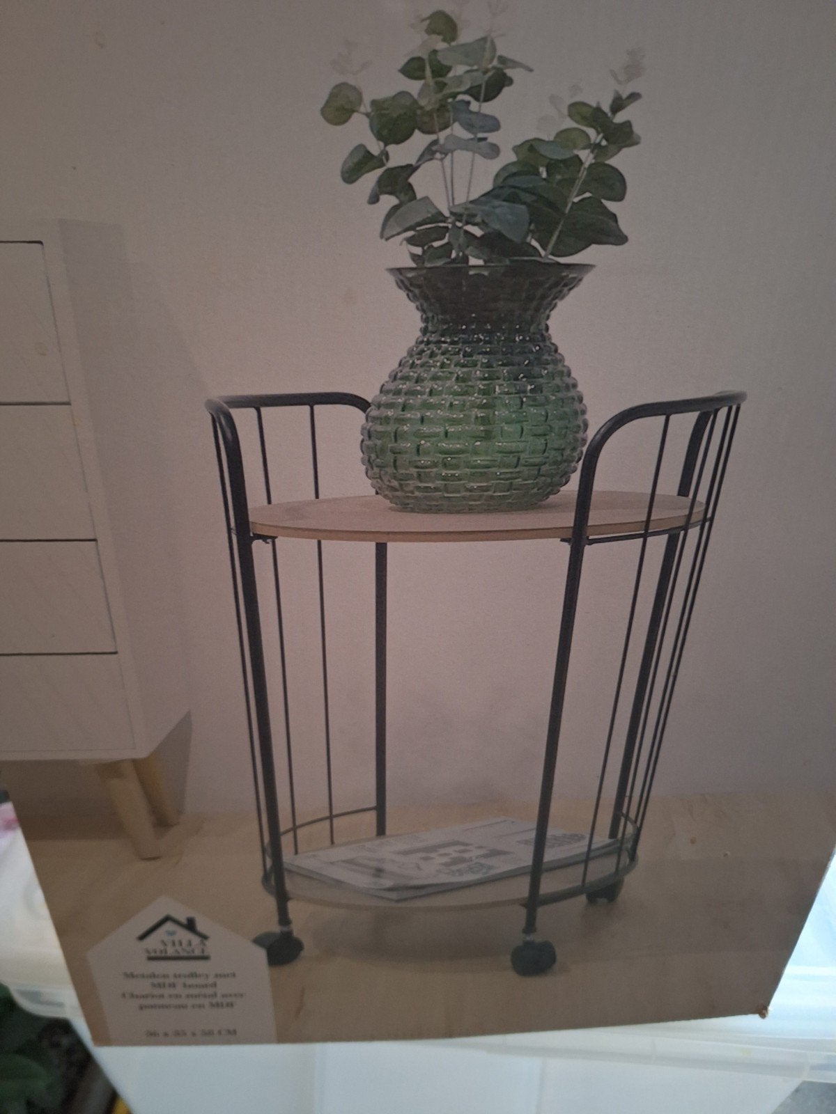 Nieuw verrijdbaar tafeltje - Villa Volance metalen trolley, 45 tot 60 cm, Minder dan 55 cm, Metaal of Aluminium, Rond
