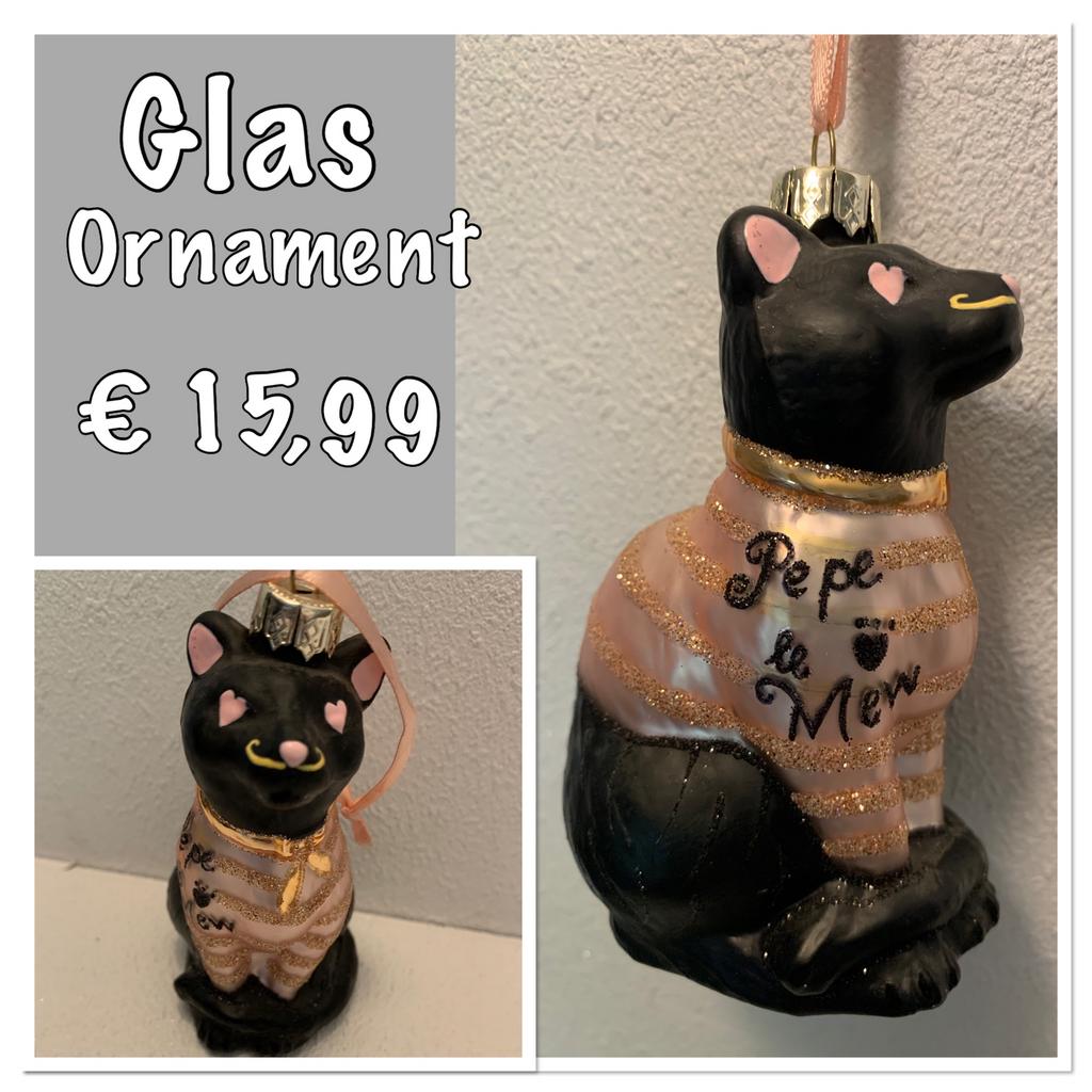 Glas ornament zwarte kat Nieuw, Diversen, Kerst, Ophalen of Verzenden, Nieuw