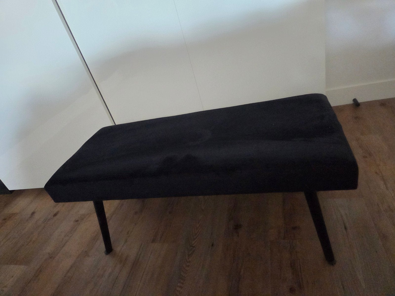 Zwart fluwelen bankje - 100x45x40 cm, Ophalen, Gebruikt, Minder dan 75 cm, Tweepersoons