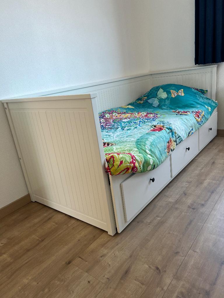Bedbank IKEA Hemnes, Ophalen, Verstelbaar, Wit, Tweepersoons