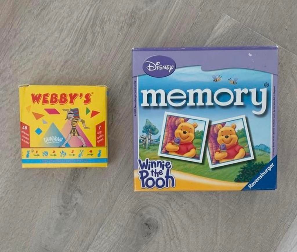2 spelletjes zgan: Disney Winnie de Poeh Memory & Tangram, Een of twee spelers, Ophalen of Verzenden, Zo goed als nieuw
