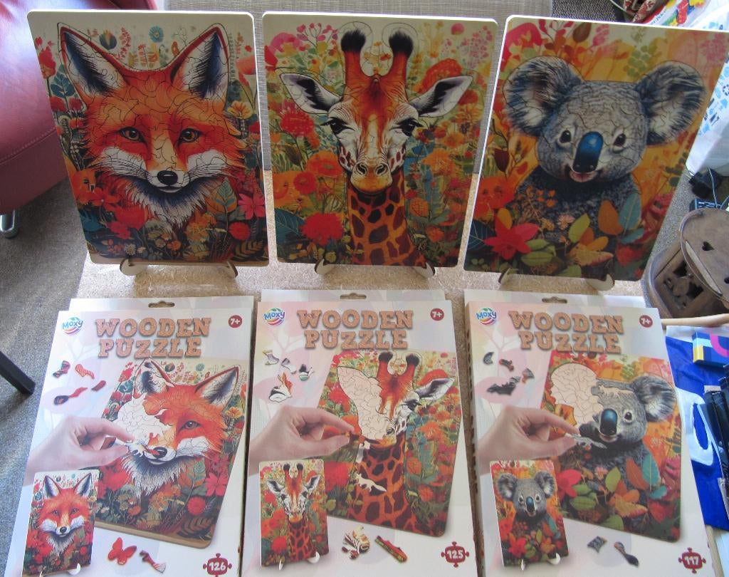 HOUTEN  DIERENPUZZEL ( MOXY ), Ophalen of Verzenden, Minder dan 500 stukjes, Gebruikt, Legpuzzel