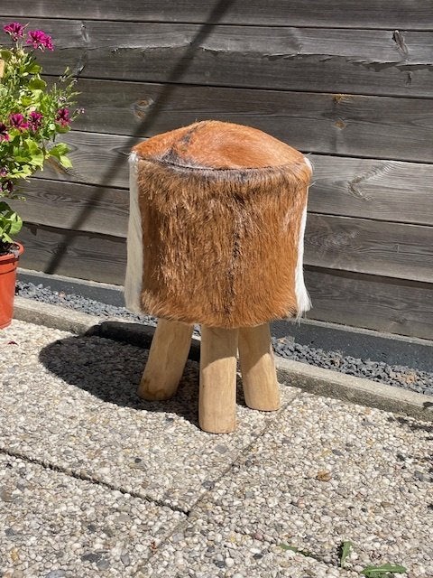 Krukje met geitenvacht, Huis en Inrichting, Krukjes, Ophalen, Gebruikt, Hout