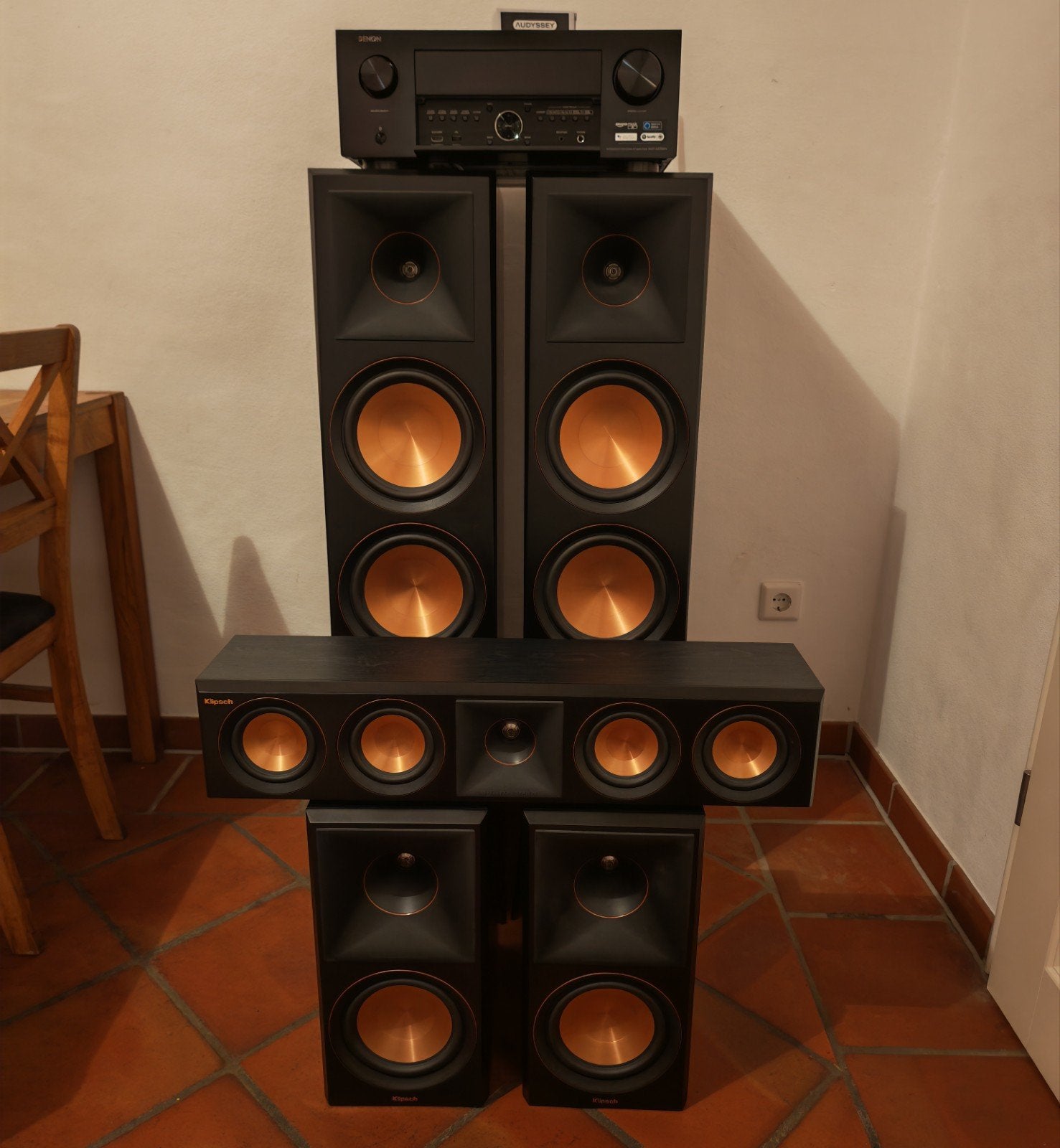 Klipsch RP + Denon AVC X4700H | Top Home Cinema, Basreflex, Speakerset, Zo goed als nieuw, Ophalen