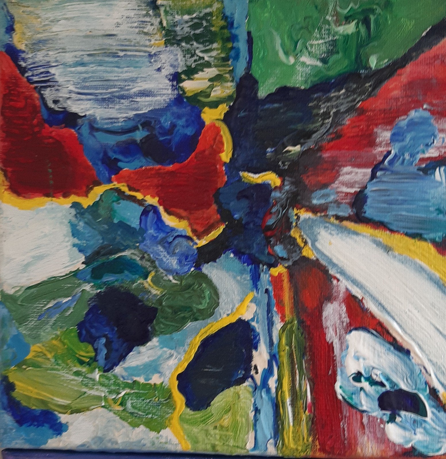 Abstract Schilderij 20x20cm - Dik Opgezette Verf, Ophalen of Verzenden