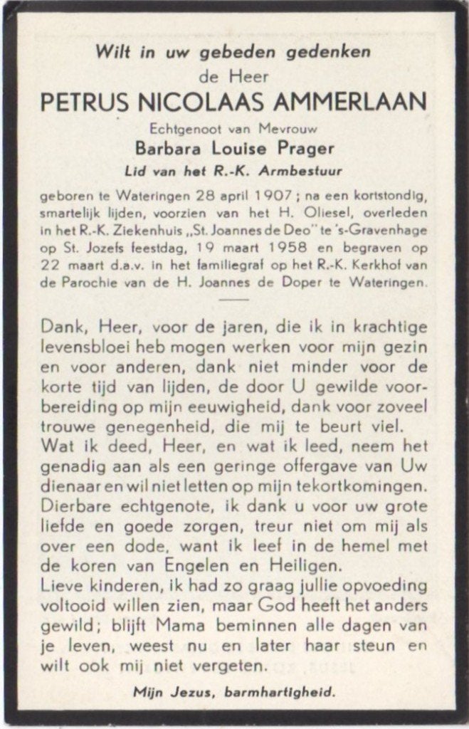 Petrus N. Ammerlaan 1907 Wateringen + 1958 Den Haag, 51 jr, Verzamelen, Verzenden