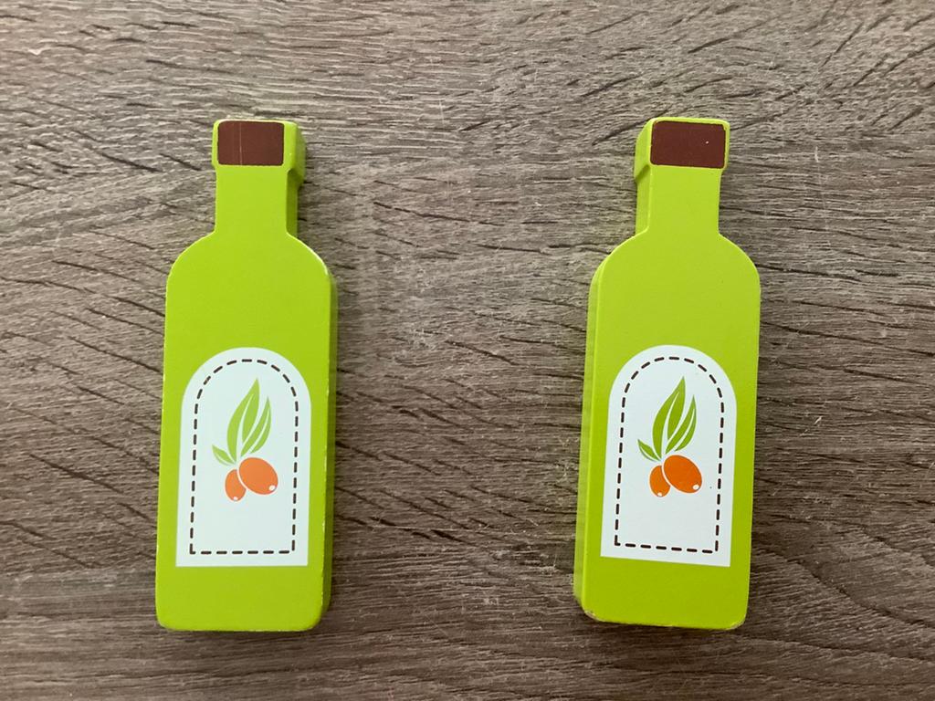 Houten Olijfolie flesjes 12 cm, Ophalen of Verzenden, Zo goed als nieuw