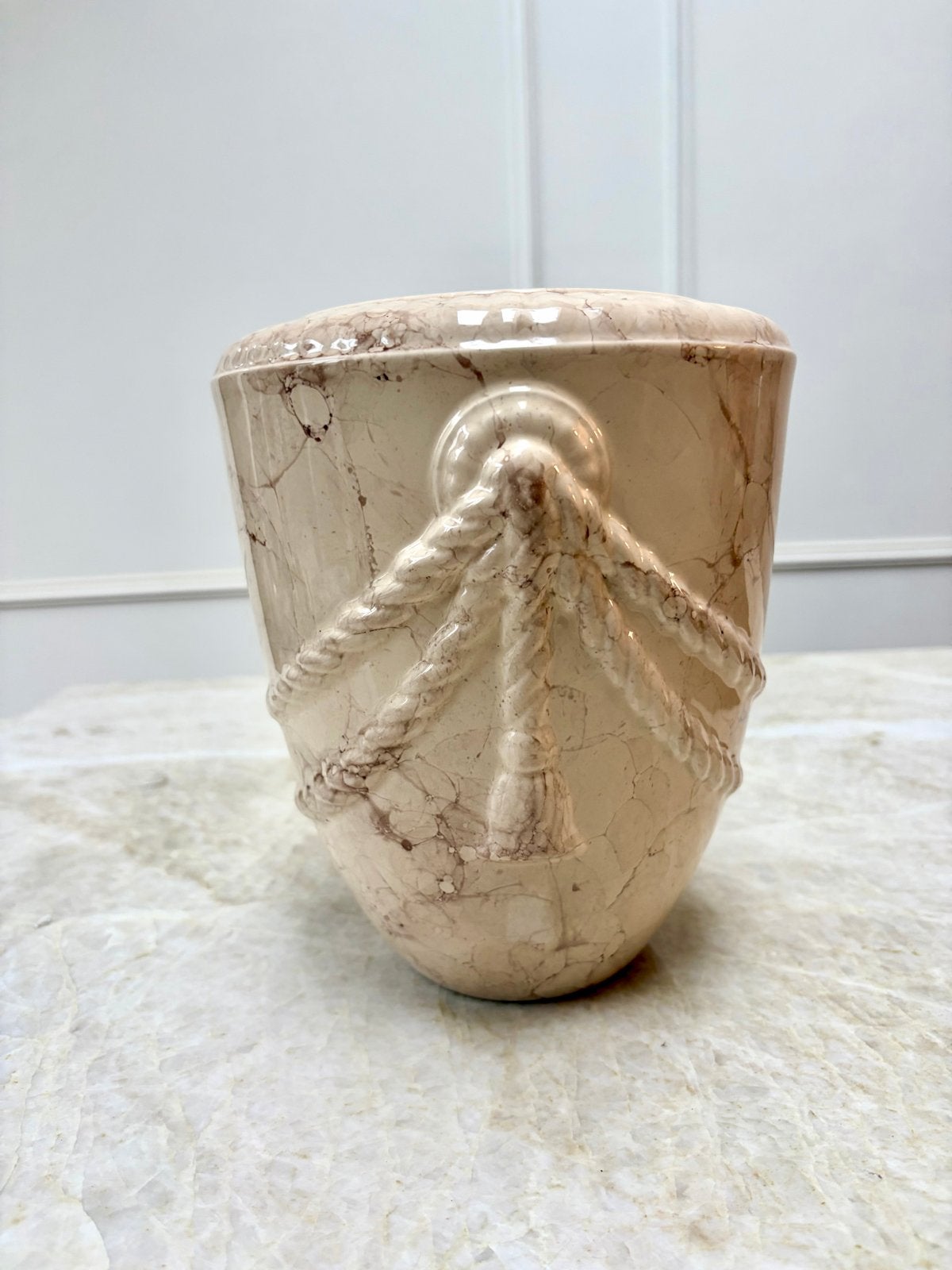 Decoratieve vaas met touwdetail - Marmerlook, Ophalen