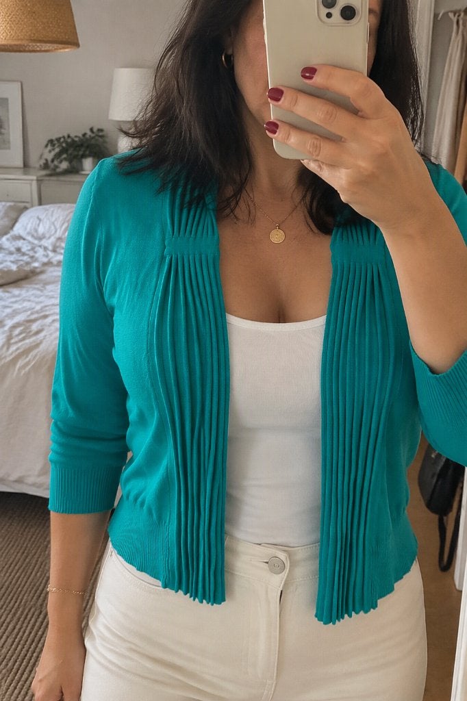 Monsoon Turquoise Fijngebreide Bolero Vrouwen Maat 44 (XL), Blauw, Maat 42/44 (L), Ophalen of Verzenden, Zo goed als nieuw