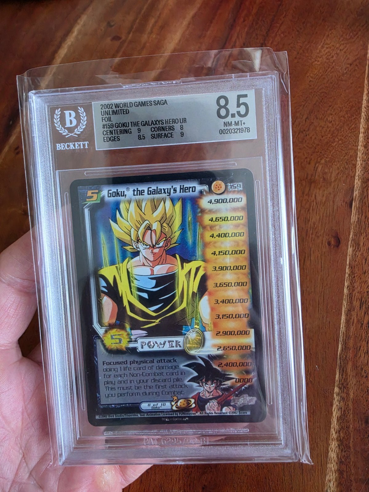 Dragonball Z Score Kaarten Goku Galaxy's Hero BGS 8.5, Verzenden, Zo goed als nieuw