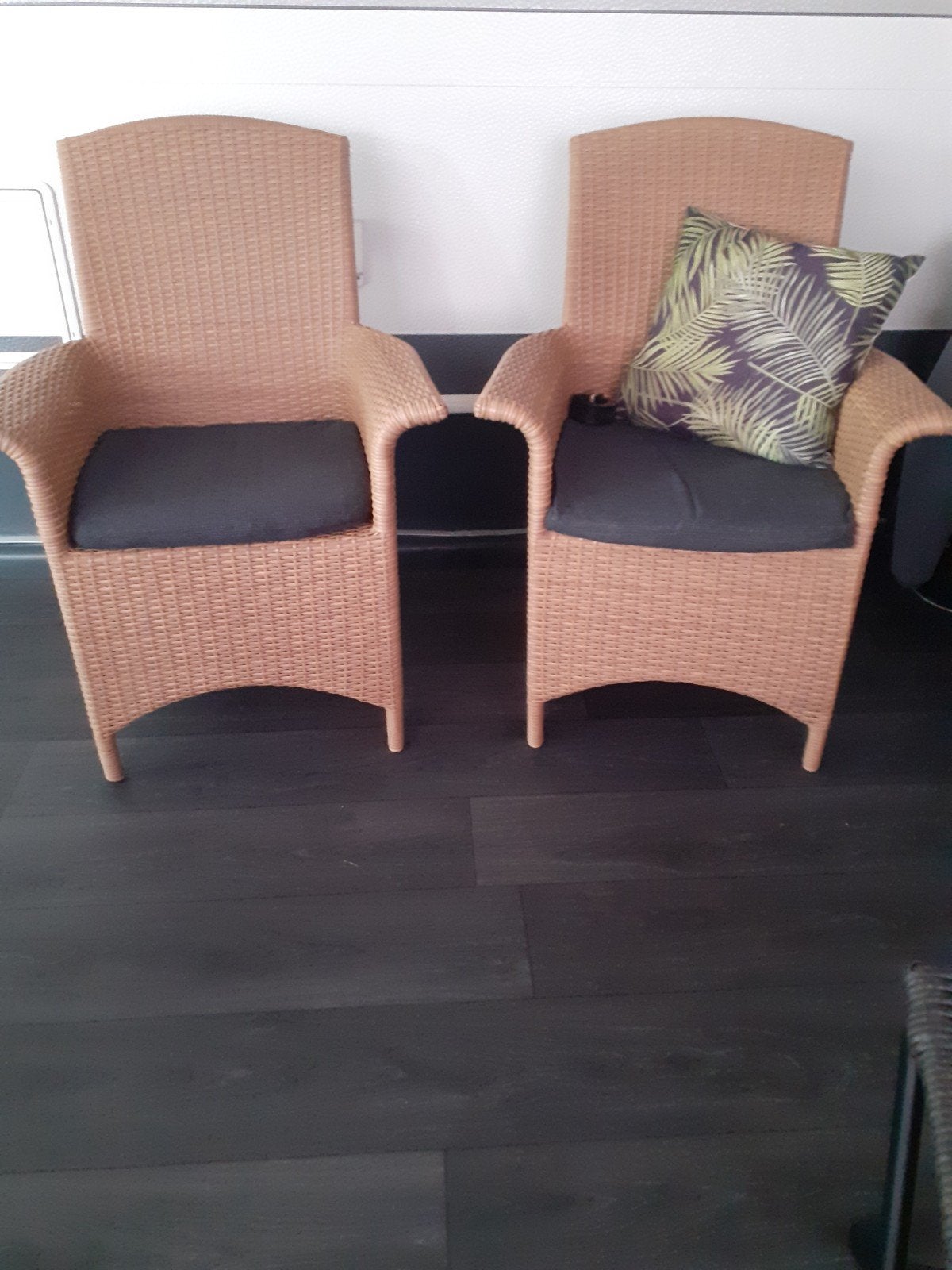 Kunststof riet stoelen 2 stuks, Tuin en Terras, Tuinstoelen, Ophalen, Zo goed als nieuw, Kunststof
