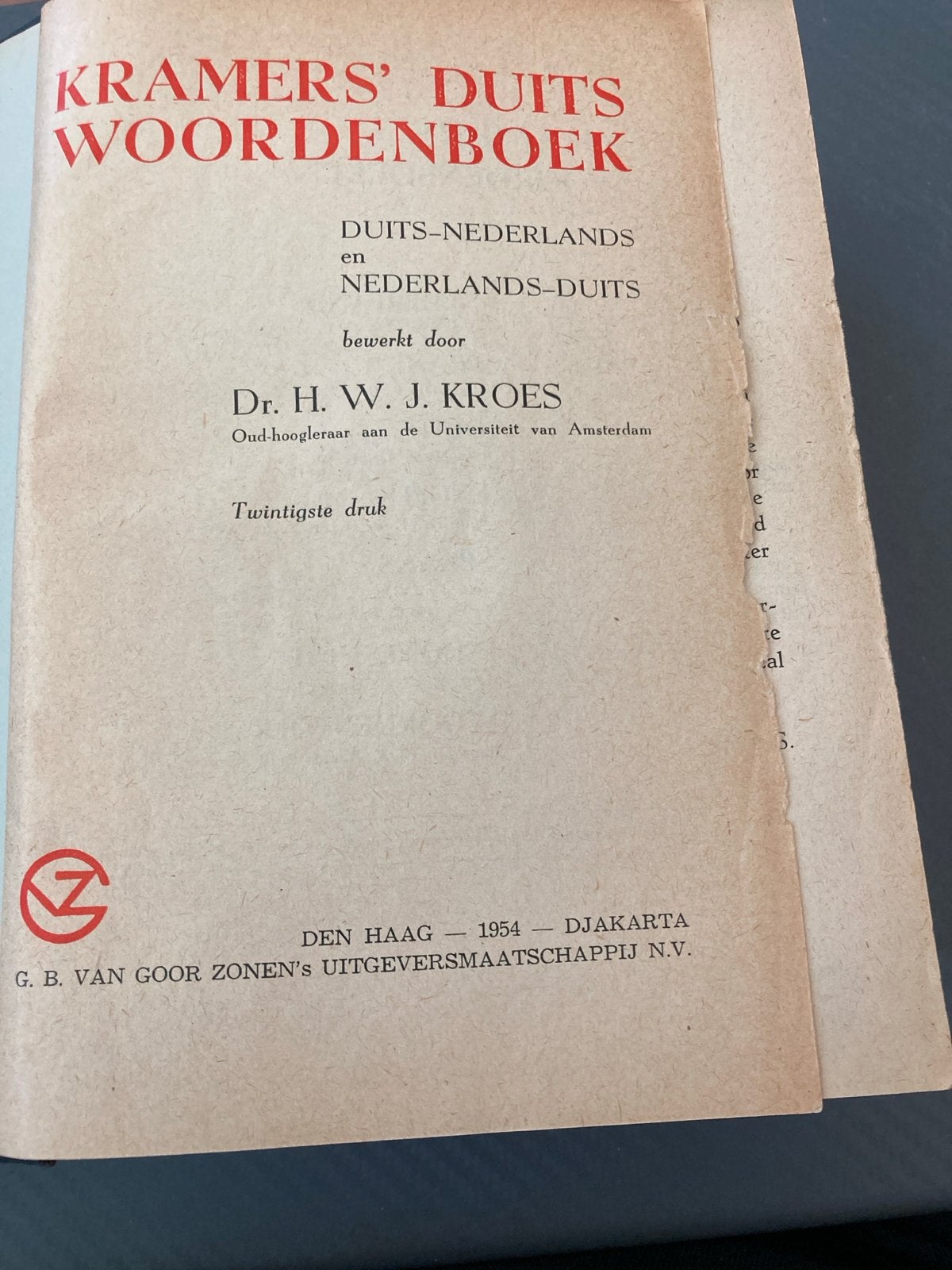 Kramers' Duits Woordenboek - 20e Druk (1954), Boeken, Woordenboeken, Ophalen of Verzenden, Gelezen, Kramers, Nederlands