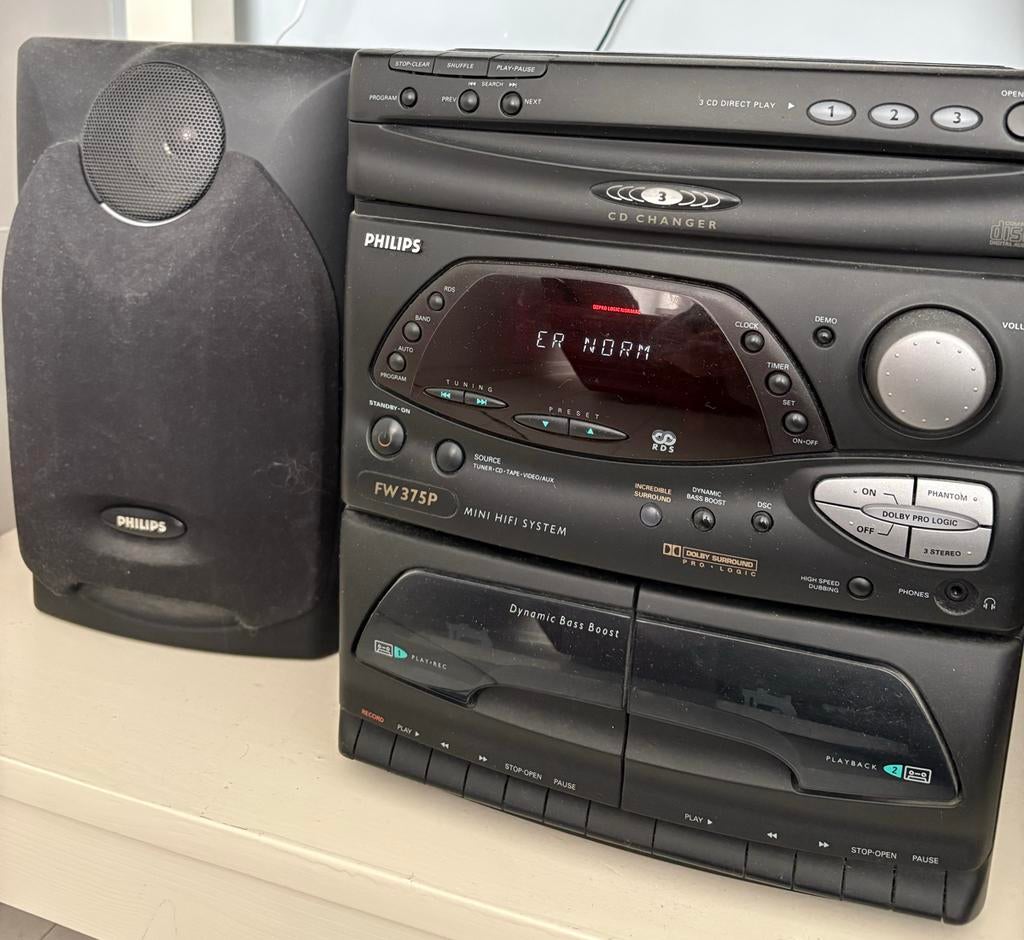 Philips FW375P Mini Hifi Systeem met twee boxen, Ophalen, Philips, Gebruikt, Tuner of Radio