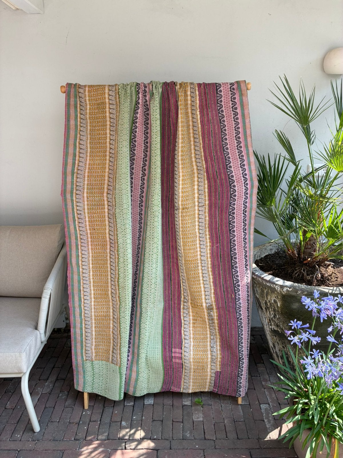 Vintage Kantha Quilt Deken India Sari, Ophalen of Verzenden, Zo goed als nieuw