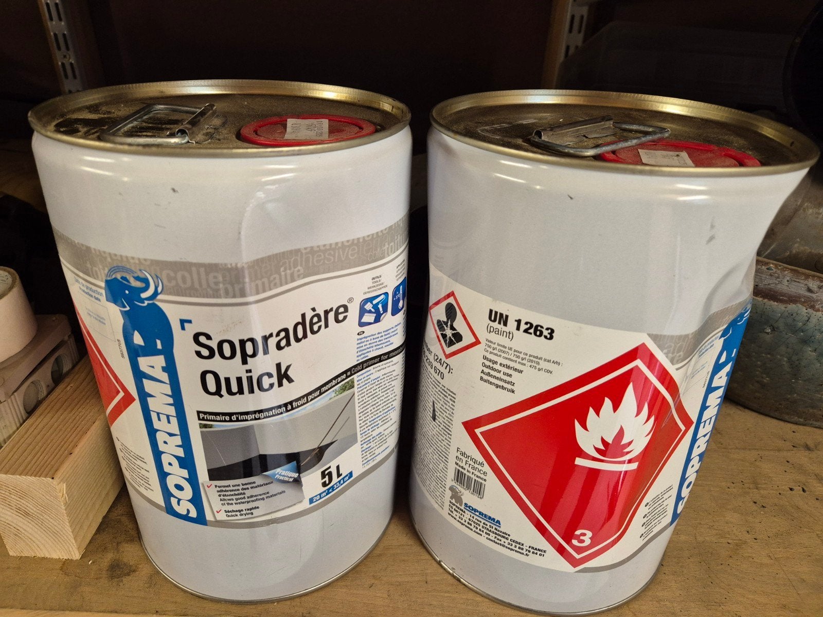 dakbitume primer 2 X 5 liter ongeopend soprema, Ophalen of Verzenden, Nieuw, Wit