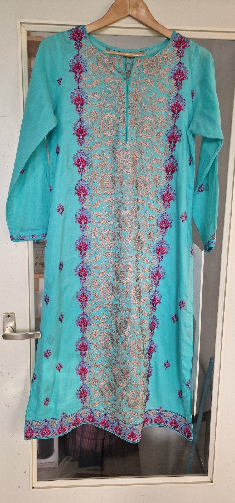 Prachtige Indiase/Pakistaanse Salwar Kameez - Maat M, Kleding | Dames, Maat 38/40 (M), Blauw, Ophalen of Verzenden, Onbekend