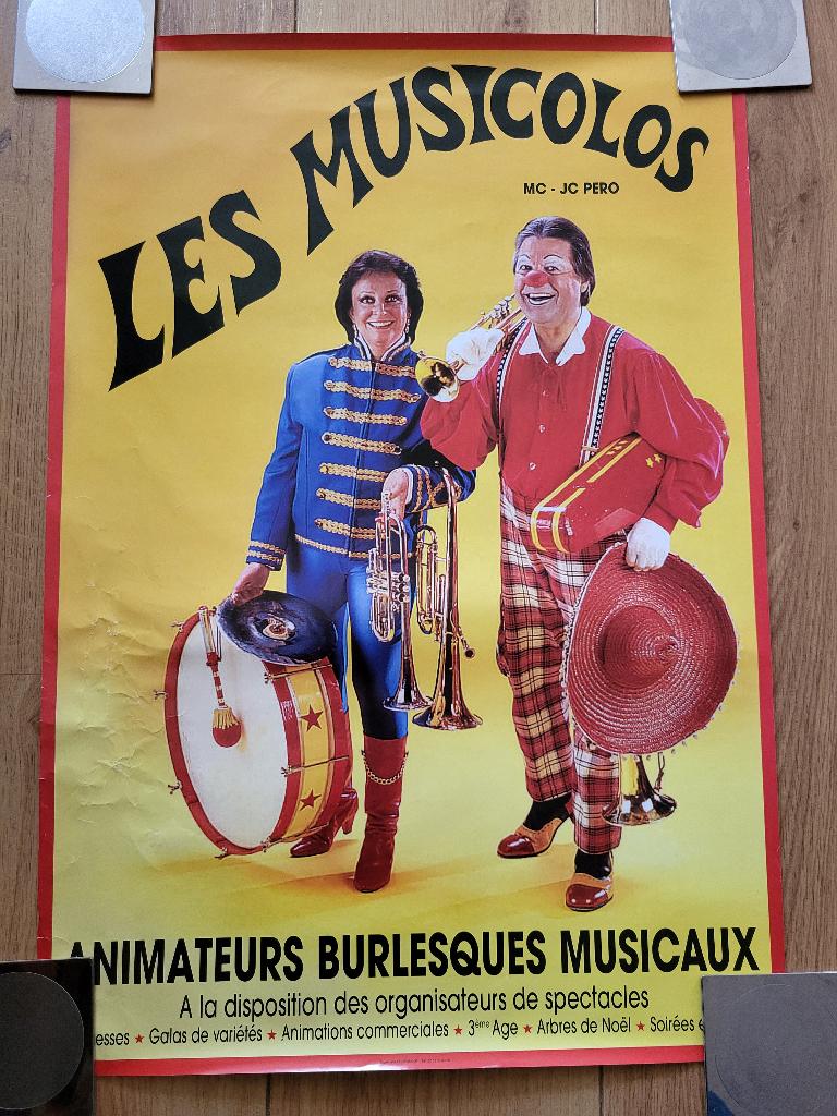 Circus/ affiche van Les Musicolos, Franse muzikale clowns., Ophalen of Verzenden, Zo goed als nieuw