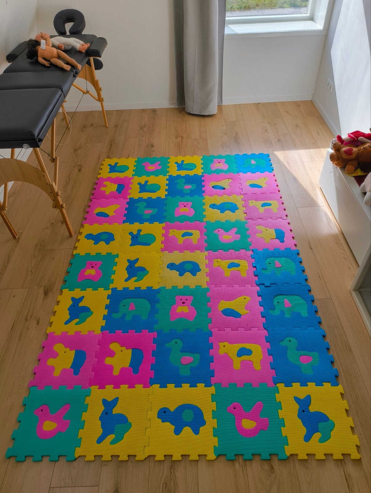 Grote kleurrijke foam puzzelmat met dieren – 40 stuks, Ophalen, Gebruikt