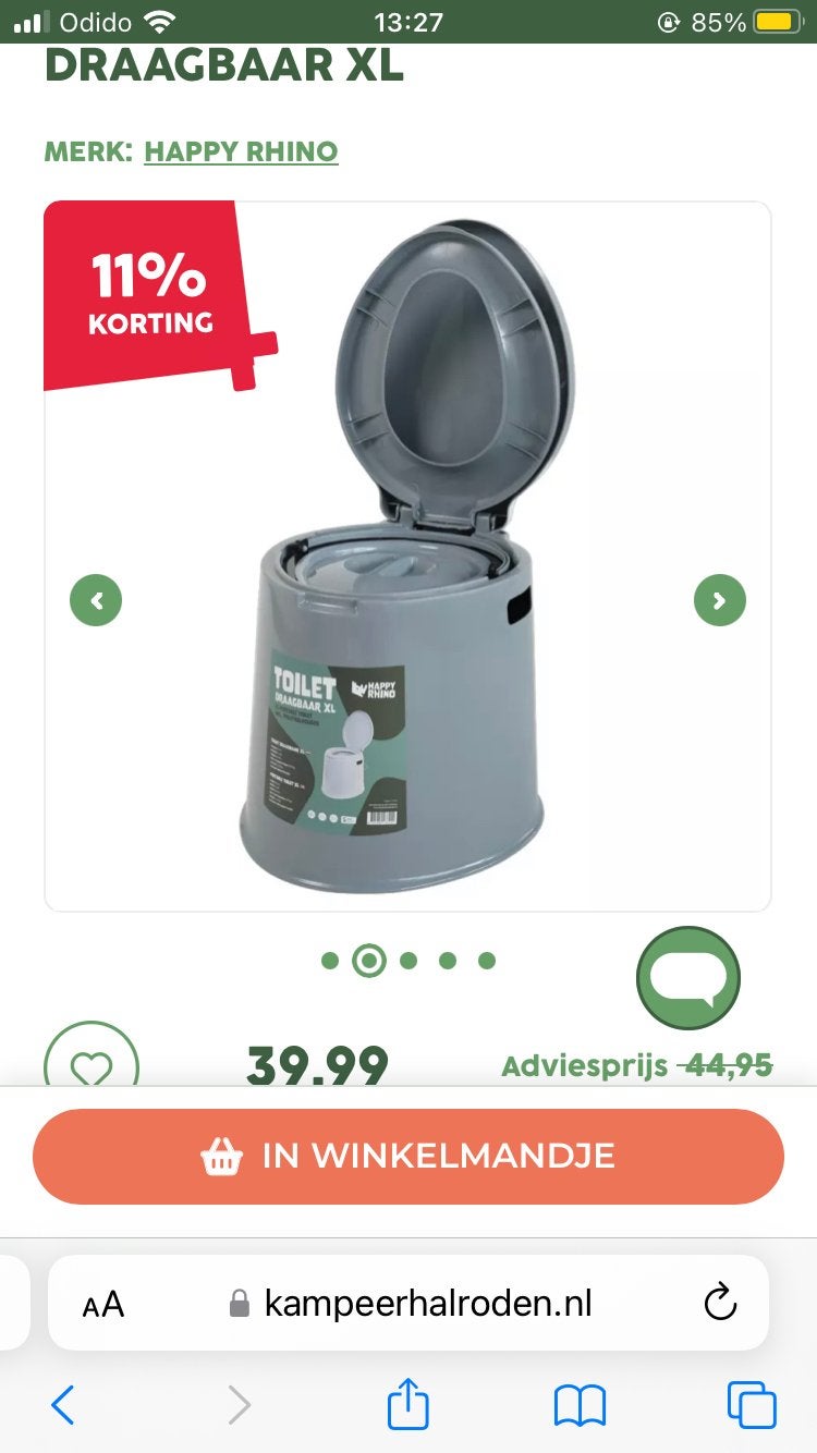 Happy Rhino Draagbaar XL Toilet -  nooit gebruikt, Ophalen, Zo goed als nieuw