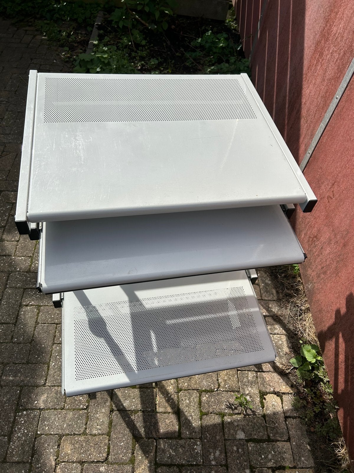 Compact computerbureautje staal, Ophalen, Gebruikt, 70 tot 120 cm, Metaal