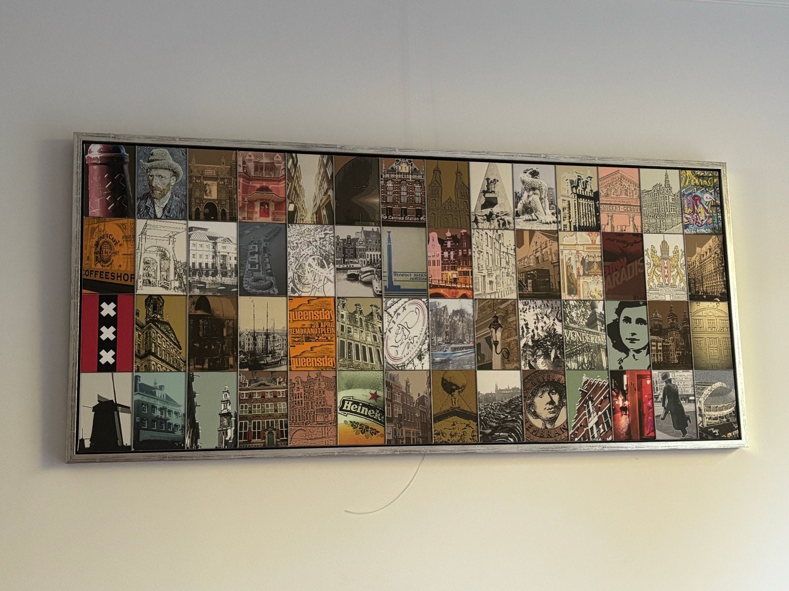 Amsterdam Collage Kunstwerk - Uniek Stadsgezicht, Ophalen, Gebruikt, Oorspronkelijke maker, 125 cm of meer