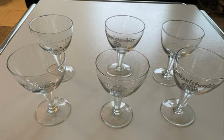 Set van 6 Trappistenbier glazen - Uitstekende staat, Huis en Inrichting, Overige typen, Ophalen, Zo goed als nieuw, Glas