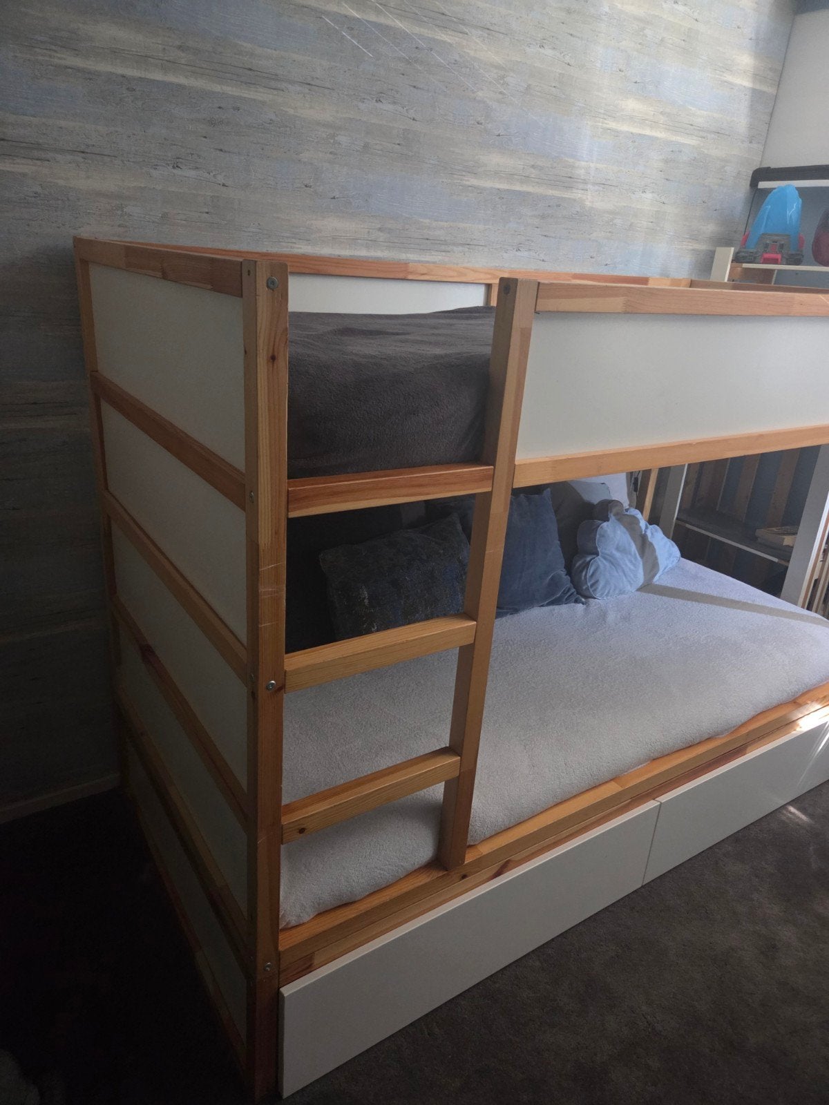 IKEA Kura bed met opberglades (gehackt), Ophalen, 100 cm, Tweepersoons, Minder dan 160 cm