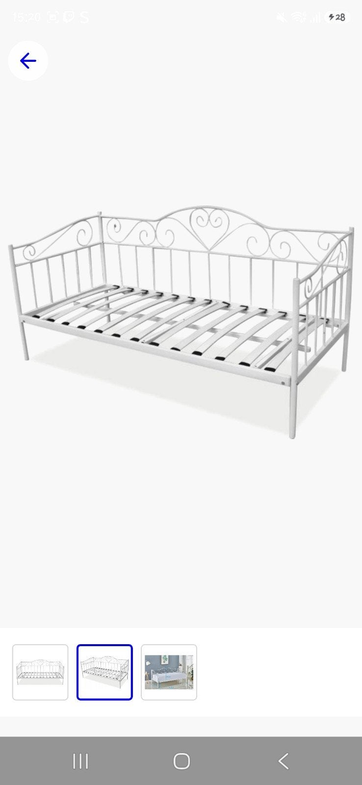 Wit metalen bedframe 90x200 cm - Dagbed, Ophalen, Gebruikt, 90 cm, Eenpersoons
