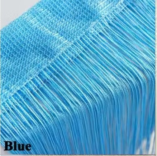 First Class decoratief spaghetti gordijn licht blauw 3m x 3m, Huis en Inrichting, Ophalen of Verzenden, Nieuw, Blauw, Gordijn