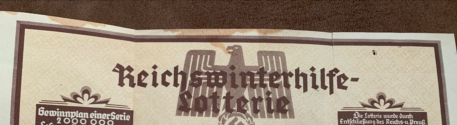 Reichswinterhilfswerk Loterijbiljet 1937 - Origineel, Ophalen of Verzenden
