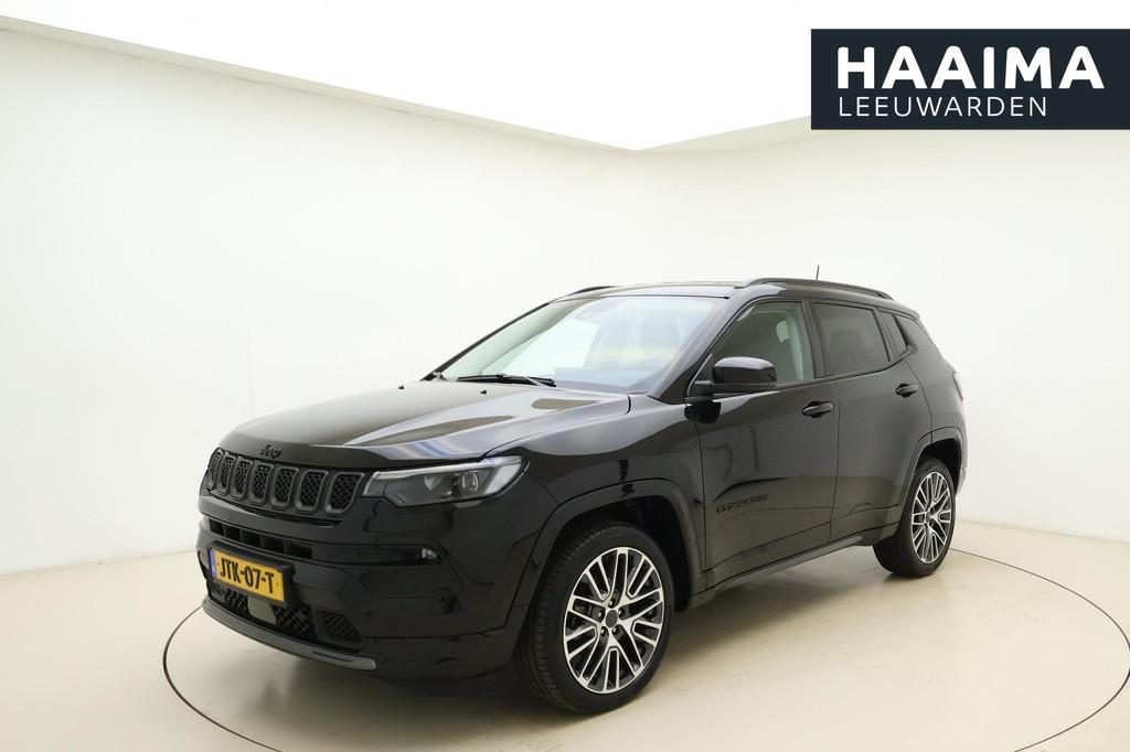 Jeep Compass 1.5T e-Hybrid Summit | Leder | 1450KG Trekgewic, Auto's, Jeep, Gebruikt, 4 cilinders, Zwart, Bedrijf
