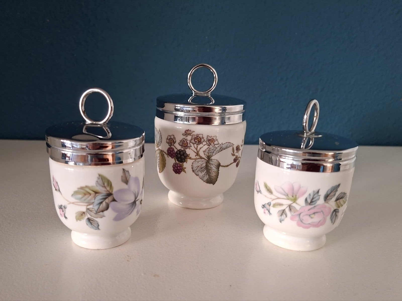 Drie Royal Worcester egg coddlers, Ophalen of Verzenden