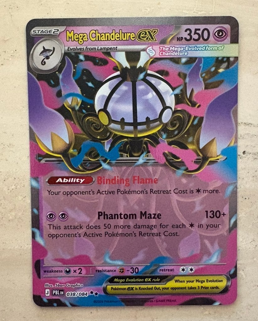 Mega Chandelure ex - 038/084 - Pitch Black - Pokémon, Ophalen of Verzenden, Zo goed als nieuw
